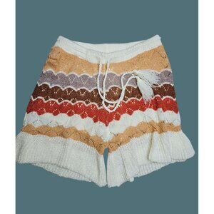 2/$35 POL Colorful Knit High-Waisted Drawstring Tie Lined Retro  Shorts Women S